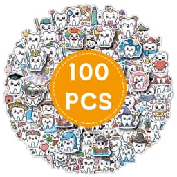 100PCS Tooth Cartoon Graffiti Stickers DIY Notebook Phone Guitar Water Bottle Luggage Helmet Bicycle Notebook Decoration Decals