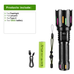 900000000LM Super Bright Flashlight Rechargeable LED Tactical Torch Ultra Bright Long Range 8000M Lantern Outdoor Lights