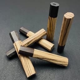 Japanese Style Octagonal Handle for Kitchen Knife Handle,Zebrawood + Ebony Wood Knife Handle, Fish Raw Knife Handle Length 116mm
