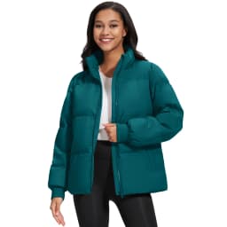 TACVASEN Womens Winter Padded Quilted Duck Down Coat Waterproof Warm Zip Up Daily Jacket Windproof Stand Collar Casual Jacket