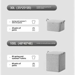 220L Big Size Clothes Storage Box With Cover Large Laundry Basket Organizer Bag For Baby Foldable