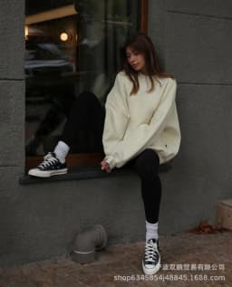 Pullover Loose Fit Hoodie Casual with Crew Neck Long Sleeve Standard Length Single Pullover Closure Japanese Korean Women Hoodie