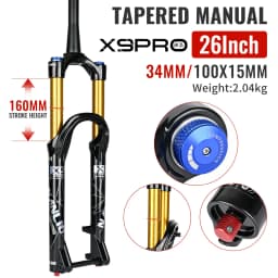 Nanlio X9 Pro MTB Air Suspension Fork 34mm 140/160mm Travel 26/27.5/29 Inch 100x9 100x15 Damping Rebound Bike Fork