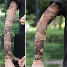 Ultra thin seamle Tattoo Flower Arm For Men Women Cool Travel Cycling Elastic Scratch Resistant Sunscreen Arm Sleeves Accessorie