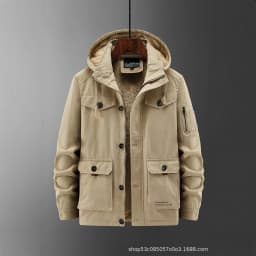 Winter Cotton-padded Men's Tooling Jacket Medium And Long Men's Large-size Coat Warm And Thicker