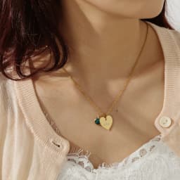 Esme Heart and Birthstone Personalised Name Necklace Personalized Customized Love Pendant Stainless Seel Necklaces for Women