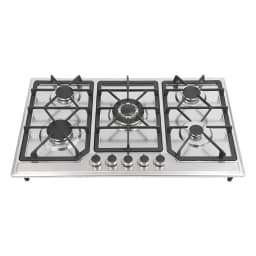 5-Burner Gas Stove Electronic Pulse Ignition Convertible Natural Gas to LPG Stainless Steel Cooktop for Home Restaurant
