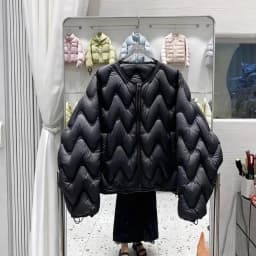 Winter Puff Fluffy Ripple Pattern Down Jacket Women White Duck Down Double Zipper Outwears Female Round Neck Warm Parker Jacket
