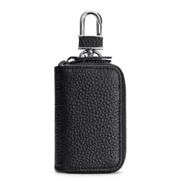 New Genuine Leather Car Key Pouch Wallet Double Zipper Crazy Horse Leather Designer Keychain Holder Organizer Key Case Bag Cover