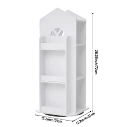 Voltsify 4-Tier Castle Kids Rotating Bookshelf Storage Organizer Rack