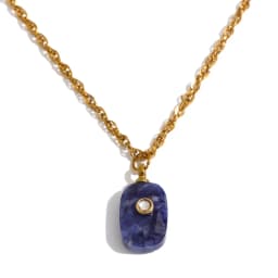 Yhpup New Arrivals Natural Stone Rectangle Triangle Necklace Pendant Exclusive