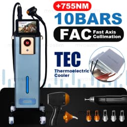 Diode Hair Removal 4 Wavelengths Pico Tattoo Removal Machine 755nm FAC Collimation Ice Cooling System Foldable Touch