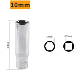 1Pc 1/4'' Hex Socket Adapter 4~14mm Deep Ratchet Wrench Head 50/25mm Length Impact Driver Hand Tools Car Repairing Accessories