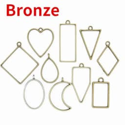 10 Pcs/Set Geometric Metal Pendant Frame Set DIY Pendant Making Epoxy UV Crystal Mold for Jewelry Necklaces