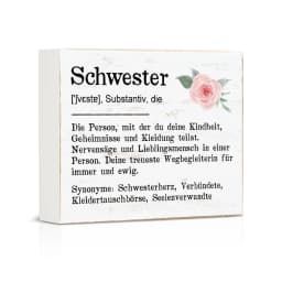 Putuo Decor German Box Wooden Sign, Schwester ['ʃvɛstɐ], Substantiv, Die, Wood Plaque Desk Decor for Home Farmhouse Living Room