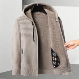 Legible Autumn Winter Casual Sweaters Men Solid Color Hooded Sweatercoats Male Loose Zip-up Knitted Cardigan Man