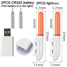 Night Fishing Light CR322 Lithium Battery USB Charge Set Buoy Tools Bobber Pesca Luminous Stick Rod LED Tackle Fluorescent Lamp