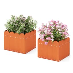 2 planters weatherproof, flower pots HDPE, garden flower box rectangular, flower bed with drainage gaps, raised bed flower pot