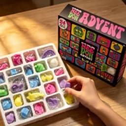 Internet celebrity Needoh’s Advent Calendar 2026 – a festive calendar with squeeze toys and holes for fun.