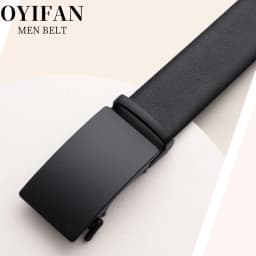 Simple men's belt black automatic buckle ratchet belt genuine leather belt best match jeans suit pants business casual belt men
