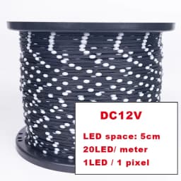 WS2811 LED Strip Lights Black Wire DC5V/12V 10M-100M 1.5cm-10cm Pitch RGB IC Addressable Pixel String Full Color IP67 3Pin