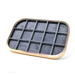 Pink Beige Gray Premium Metal Edge Inside Velvet Jewelry Tray Necklaces Rings Pendants Bracelets Storage and Display Tray