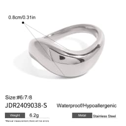 Uworld Minimalist Stainless Steel Smooth Asymmetric Ring Oval Hollow Stackable Ring Large Spherical Ring Women's Jewelry