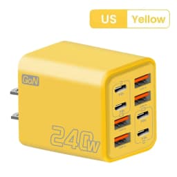 8 in 1 GaN USB C Desktop Charger 240W Fast Charge Phone Adapter Type C Cable For iPhone Samsung Xiaomi EU/US/UK Plug Charger