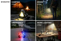 Magnetic Rechargeable Outdoor Flashlight, Triangle Red Blue Warning Camping Lamp, Compact Portable Multi-Purpose Light