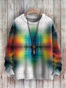 Rainbow Art Casual Multicolor Print Knit Pullover Sweater Men's For Women's Pullover