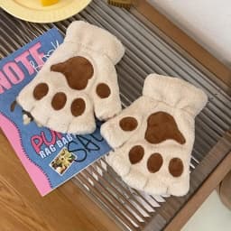 Lovely Plush Cat Claw Paw Gloves Plush Mittens Warm Soft Plush Short Fingerless Fluffy Bear Gloves Costume Half Finger Gloves