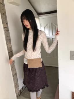 Retro Street Style Dark Rose Print Half-length A-line Skirt Versatile High-waisted Casual Floral Edged Mid-length Slimming Skirt