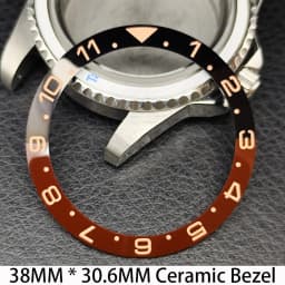 Sloping 38mm * 30.6mm Ceramic/Aluminum Bezel GMT and Diving Watch Insert Fits for 40mm Men's Watch Case Bezel Replacement Insert
