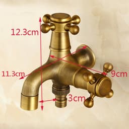 High Quality Total Brass Brushed Double Using Washing Machine Faucet Bathroom Corner Faucet Tap Garden Outdoor Tap