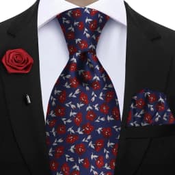 Peacock Blue Floral Print 2-Piece Tie & Pocket Square Set for Men Wedding Business Casual Stylish Accessories