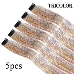 5Pcs/Pack Sparkle Hair Extensions Clip In Rainbow Shiny Sparkle Hair Tinsel Heat Resistant Sparkle Hair Extensions For Braids