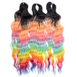 FREEDOM Synthetic Braiding Hair Extensions Deep Wavy 24 inch Long Curly Braids Hair Ombre Brown Rainbow Twist Crochet Hair