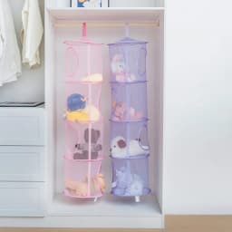 Foldable Plush Animal Storage Net 4 Compartments Hanging Mesh Toy Storage Hammock for Kids Room Toys Gloves Hats Socks