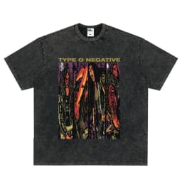 Rock Band Type O Negative The Green Man Vintage Washed T Shirt Gothic Metal Short Sleeve T-shirt Men's Vintage Hip Hop T Shirts