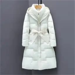 Long Knee Length Down Cotton Jacket for Women's Clothing in Winter 2025, New Hooded Waist Cinching and Slim Cotton Jacket, Thick