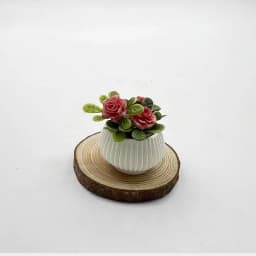 1Pcs Doll House Living Room Scene Decoration Mini Rose Plant Potted Plants Model Miniature Landscape Handicrafts