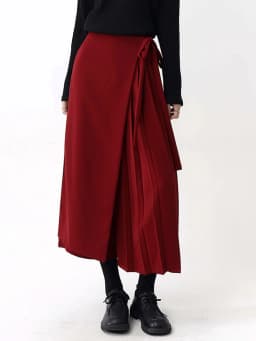[EAM] High Elastic Waist Red Pleated Bandage Elegant Wide Leg Pants New Trousers Women Fashion Tide Spring Autumn 2026 1DH9565