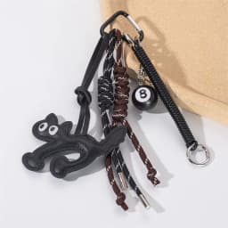 Classic Cute Leather Chocolate Cat Keychain Pendant Lovely Car Key Ring Bag Charm Phone Pendant Trinket Key Ring Accessories
