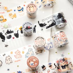 5cm * 200cm/roll Kawaii Cat and Dog Diary Series PET Die Cutting Tape Scrapbook Diary Album Decorative Sticker School Stationery