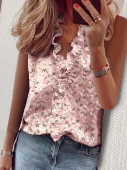 Casual Short Sleeve V Neck Ruffles Blouses Elegant Office Lady Shirts Summer Vintage Harajuku Loose Tops Female Boho Tunic