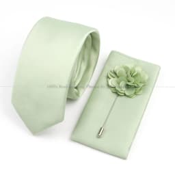 Hot Sale Bowtie Cufflink Brooch Tie Set Polyester Purple Blue Sage Green Necktie For Groom Suit Wedding Cravat Shirt Accessory