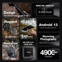 AGM H6 Lite Rugged Smartphone 4GB+128GB 50MP Camera 6.56 "HD+ IPS Display Phone IP68 IP69K 4900mAh NFC Smartphone