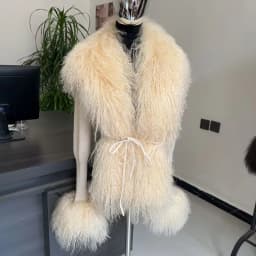Women's Real Fox Fur Cardigan Jacket Spring and Autumn with Knitted Sweaters and Real Fox Fur Collar Women Raccoon Fur Cardigan