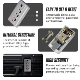 2Pcs Luggage Customs Locks TSA007 Authentication Security Lock Suitcase Replacement Password Lock for 3 Digit Self-Setting Lock