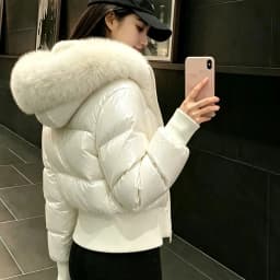 Women's Black White Hooded Long Sleeve Puffer Jacket Y2K Gothic American Streetwear Retro Waist-Cinching Cotton Jacket Winter